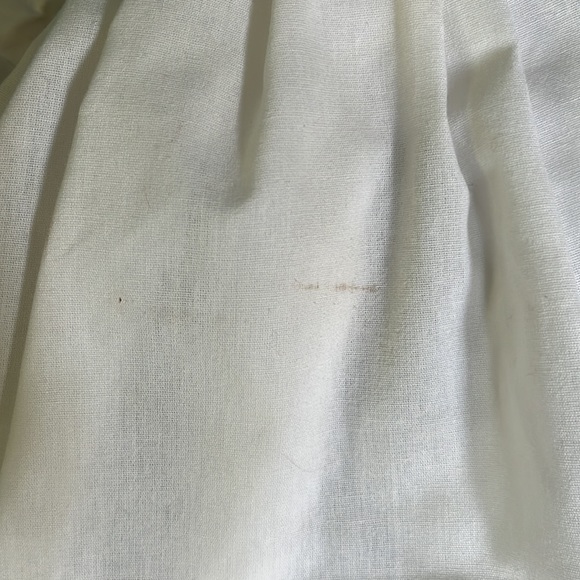 White Rag Doll w/ Sleeping Cat cross stitched dress, Bonnet, ruffled eyelet trim - Picture 6 of 7